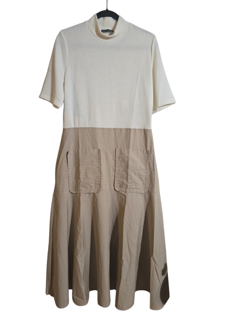 #16. Zara Knit Contrast Poplin Midi Dress - Picture 4 of 8